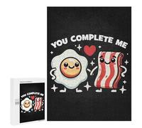 500 PCS Rompecabezas para Adultos Rompecabezas Funny Couples, You Complete Me - Cute Bacon & Egg Rompecabezas para Adultos Juegos Relajantes Mejora La Memoria Cumpleaños 500 PCS