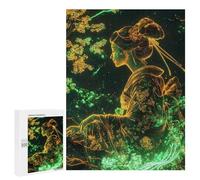 500 PCS Rompecabezas para Adultos Rompecabezas Geisha Bloom Neon Japanese Cherry Blossom Rompecabezas para Adultos Juguetes Antiestrés Juego Difícil Y Desafiante Regalos 500 PCS