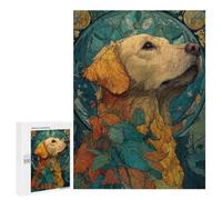 500 PCS Rompecabezas para Adultos Rompecabezas Golden Retriever in Autumnal Art Nouveau Rompecabezas para Adultos Juguetes Antiestrés Juego Difícil Y Desafiante Regalos 500 PCS