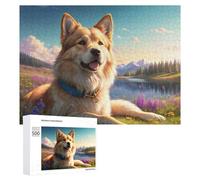 500 PCS Rompecabezas para Adultos Rompecabezas Golden Retriever in Serene Landscape Rompecabezas Juegos Relajantes Una Obra De Arte Cumpleaños 500 PCS