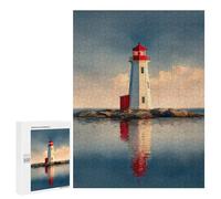 500 PCS Rompecabezas para Adultos Rompecabezas Lighthouse on Rocky Islet Reflected Lighthouse at Sunset Rompecabezas para Adultos Juguetes Antiestrés Juego Difícil Y Desafiante Regalos 500 PCS