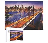 500 PCS Rompecabezas para Adultos Rompecabezas New York City Skyline with Manhattan Bridge at Sunset Rompecabezas Juegos Relajantes Una Obra De Arte Cumpleaños 500 PCS