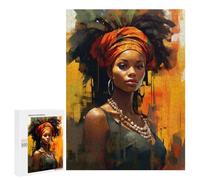 500 PCS Rompecabezas para Adultos Rompecabezas Painted African Woman Rompecabezas para Adultos Juegos Relajantes Mejora La Memoria Cumpleaños 500 PCS