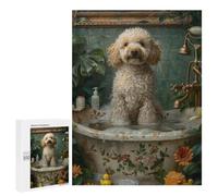 500 PCS Rompecabezas para Adultos Rompecabezas Poodle Dog in A Bathtub Rompecabezas para Adultos Juguetes Antiestrés Juego Difícil Y Desafiante Regalos 500 PCS