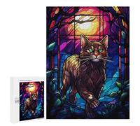 500 PCS Rompecabezas para Adultos Rompecabezas The Anggora Cat Wild Night Rompecabezas para Adultos Juguetes Antiestrés Juego Difícil Y Desafiante Regalos 500 PCS