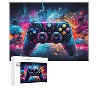 500 PCS Rompecabezas para Adultos Rompecabezas Vibrant Gaming Controller Artwork -6 Rompecabezas Juegos Relajantes Una Obra De Arte Cumpleaños 500 PCS