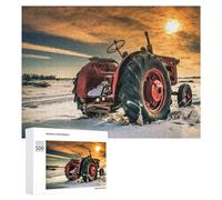 500 PCS Rompecabezas para Adultos Rompecabezas Vintage Tractor in Winter Field Rompecabezas Juegos Relajantes Una Obra De Arte Cumpleaños 500 PCS