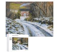 500 PCS Rompecabezas para Adultos Rompecabezas Winter Road to The Cottage Rompecabezas Juegos Relajantes Una Obra De Arte Cumpleaños 500 PCS