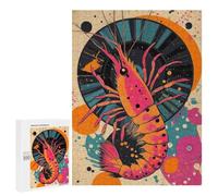 500 PCS Rompecabezas para Adultos Shrimp with Retro Design Abstract Shrimp Artwork in Vibrant Colors Juego Familiar De Rompecabezas Análisis Y Lógica Interacción Entre Padres E Hijos 500 PCS