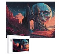 500 PCS Rompecabezas para Adultos Skull Castle Under A Full Moon Rompecabezas para Adultos Juguete Decoración De Pared Pero Divertido Y Humorístico Desafiante De Completar 500 PCS