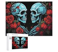 500 PCS Rompecabezas para Adultos Skulls in Love with Roses Rompecabezas para Adultos Juegos De Relajación Regalo De Cumpleaños Cumpleaños Y Navidad 500 PCS
