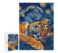 500 PCS Rompecabezas para Adultos Sleeping Tiger in Starry Night Style Rompecabezas para Adultos Juegos De Relajación Regalos para Mujeres Regalos De Cumpleaños 500 PCS