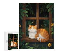 500 PCS Rompecabezas para Adultos Smiling Cat on Window Sill Rompecabezas para Adultos Juegos Divertidos Vacaciones En Casa Matar El Tiempo Regalos De Cumpleaños Y Únicos 500 PCS
