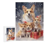 500 PCS Rompecabezas para Adultos Snow Corgi Dog Family Xmas Rompecabezas para Adultos Juego De Ingenio Pero Divertidos Y Regalos Humorísticos para Amigos Y Familiares 500 PCS