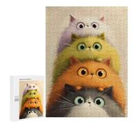 500 PCS Rompecabezas para Adultos Stacked Fluffy Cats Digital Art Rompecabezas para Adultos Juguete Decoración De Pared Arte De Pared Desafiante De Completar 500 PCS