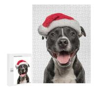 500 PCS Rompecabezas para Adultos Staffordshire Bull Terrier Dog with Santa Hat Rompecabezas para Adultos Juguetes Antiestrés Una Obra De Arte Difícil Y Desafiante 500 PCS