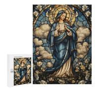 500 PCS Rompecabezas para Adultos Stained Glass Virgin Mary Rompecabezas para Adultos Juegos Relajantes Corte De Precisión Cumpleaños Y Navidad 500 PCS