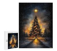 500 PCS Rompecabezas para Adultos Starry Night Serenity Illuminated Christmas Tree Rompecabezas para Adultos Juego De Ingenio Pero Divertidos Y Regalos Humorísticos para Amigos Y Familiares 500 PCS