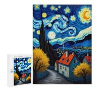 500 PCS Rompecabezas para Adultos Starry Night Village Rompecabezas para Adultos Juego De Ingenio Pero Divertido Y Humorístico Actividades Divertidas En Casa, 500 PCS