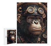 500 PCS Rompecabezas para Adultos Steampunk Chimp Ape Animal Rompecabezas para Adultos Juegos Relajantes Corte De Precisión Cumpleaños Y Navidad 500 PCS