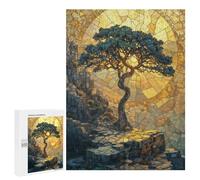 500 PCS Rompecabezas para Adultos Stone Mosaic Golden Tree Rompecabezas para Adultos Juguete Decoración De Pared Mejora Los Recuerdos Regalos para Amigos Y Familiares 500 PCS