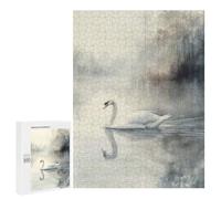 500 PCS Rompecabezas para Adultos Swan in Misty Lake Rompecabezas para Adultos Juegos Divertidos Alivia El Estrés Desafiante De Completar 500 PCS