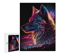 500 PCS Rompecabezas para Adultos Synthwave Wolf Rompecabezas para Adultos Juegos Relajantes Corte De Precisión Cumpleaños Y Navidad 500 PCS
