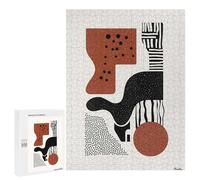 500 PCS Rompecabezas para Adultos Terracotta & Black Abstract Minimalist Art - Modern Decor Rompecabezas para Adultos Juguete Decoración De Pared Arte De Pared Desafiante De Completar 500 PCS