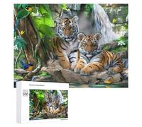500 PCS Rompecabezas para Adultos Tiger Cubs in Amazon Rainforest Rompecabezas para Adultos Juguetes De Bricolaje Análisis Y Lógica Cumpleaños Y Navidad 500 PCS