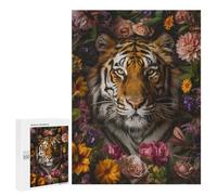 500 PCS Rompecabezas para Adultos Tiger Flowers Floral Art Rompecabezas para Adultos Juegos Relajantes Corte De Precisión Cumpleaños Y Navidad 500 PCS