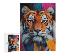 500 PCS Rompecabezas para Adultos Tiger Portrait with Abstract Strokes Rompecabezas para Adultos Juegos Relajantes Corte De Precisión Cumpleaños Y Navidad 500 PCS