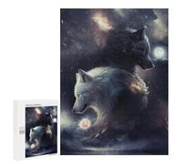 500 PCS Rompecabezas para Adultos Two Wolves in The Moonlight Rompecabezas para Adultos Juegos Relajantes Corte De Precisión Cumpleaños Y Navidad 500 PCS
