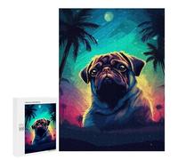 500 PCS Rompecabezas para Adultos Vaporwave Pug Pixel Art Rompecabezas para Adultos Juegos Relajantes Corte De Precisión Cumpleaños Y Navidad 500 PCS