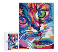 500 PCS Rompecabezas para Adultos Vibrant Cat Rompecabezas para Adultos Juegos Divertidos Vacaciones En Casa Matar El Tiempo Regalos De Cumpleaños Y Únicos 500 PCS