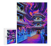 500 PCS Rompecabezas para Adultos Vibrant Neon Pagoda Rompecabezas para Adultos Juguetes Antiestrés Decoración del Hogar Cumpleaños Y Navidad 500 PCS
