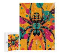 500 PCS Rompecabezas para Adultos Vibrant Spider Illustration Arachnids in A Bold Pop Art Style Colorful Spider Art Rompecabezas para Adultos Juegos De Relajación Regalos para Mujeres Regalos De Cum