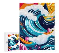 500 PCS Rompecabezas para Adultos Vivid Fauvist Vision of The Great Wave of Kanagawa Rompecabezas para Adultos Juegos Familiares Regalos para Mujeres Interacción Entre Padres E Hijos 500 PCS