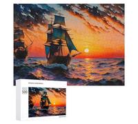 500 PCS Rompecabezas para Adultos Voyage Into The Sunset Rompecabezas Juguetes Antiestrés Regalos para Mujeres Difíciles Y Desafiantes 500 PCS