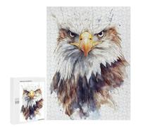 500 PCS Rompecabezas para Adultos Watercolor Bald Eagle Portrait Rompecabezas para Adultos Juegos Relajantes Corte De Precisión Cumpleaños Y Navidad 500 PCS