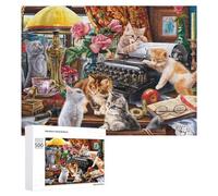 500 PCS Rompecabezas para Adultos Whimsical Cats in A Literary Setting Rompecabezas para Adultos Juguetes Antiestrés Decoración del Hogar Cumpleaños Y Navidad 500 PCS