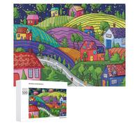 500 PCS Rompecabezas para Adultos Whimsical Village Night Scene Wall Mural Rompecabezas para Adultos Juguete Decoración De Pared Pero Divertido Y Humorístico Desafiante De Completar 500 PCS