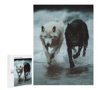 500 PCS Rompecabezas para Adultos White and Black Wolves Running Rompecabezas para Adultos Juguete Decoración De Pared Decoración 500 PCS