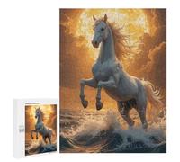 500 PCS Rompecabezas para Adultos White Horse Rearing in Ocean Waves Rompecabezas para Adultos Juego De Ingenio Pero Divertido Y Humorístico Actividades Divertidas En Casa, 500 PCS