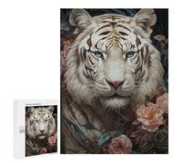 500 PCS Rompecabezas para Adultos White Tiger Floral Bliss Rompecabezas para Adultos Juegos De Relajación Regalos para Mujeres Regalos De Cumpleaños 500 PCS
