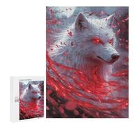 500 PCS Rompecabezas para Adultos White Wolf with Red Eyes Rompecabezas para Adultos Juguete Decoración De Pared Mejora Los Recuerdos Regalos para Amigos Y Familiares 500 PCS