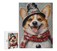 500 PCS Rompecabezas para Adultos Winter Corgi with Snow Hat Rompecabezas para Adultos para La Diversión Familiar para Cumpleaños, Navidad, Juego De Desafío Único 500 PCS