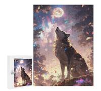 500 PCS Rompecabezas para Adultos Wolf Howling at The Moon Rompecabezas para Adultos Juguetes Antiestrés Una Obra De Arte Difícil Y Desafiante 500 PCS