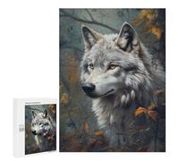 500 PCS Rompecabezas para Adultos Wolf in Autumn Forest Rompecabezas para Adultos Juego De Ingenio Pero Divertidos Y Regalos Humorísticos para Amigos Y Familiares 500 PCS