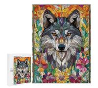 500 PCS Rompecabezas para Adultos Wolf in Flowers Mosaic Juego Familiar De Rompecabezas Análisis Y Lógica Interacción Entre Padres E Hijos 500 PCS