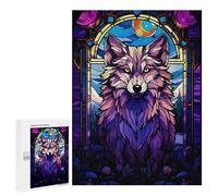 500 PCS Rompecabezas para Adultos Wolf Magenta Night Abstrac Rompecabezas para Adultos Juego De Ingenio Pero Divertido Y Humorístico Actividades Divertidas En Casa, 500 PCS